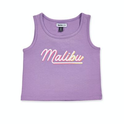 Purple knit tank top for girl Paradiso beach - KG04T306L1