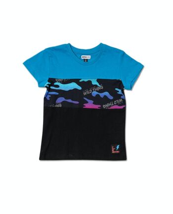 T-shirt en maille bleu noir pour garçon Wild thing - KB04T605X1 1