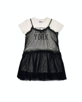 Robe maille tulle noir blanc fille One day in NYC - KG04D602W1 1