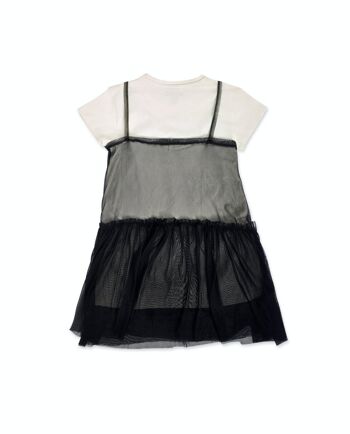 Robe maille tulle noir blanc fille One day in NYC - KG04D602W1 2