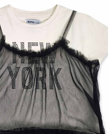 Robe maille tulle noir blanc fille One day in NYC - KG04D602W1 3