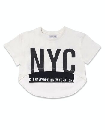 T-shirt + top blanc en maille pour fille One day in NYC - KG04T602W1 1