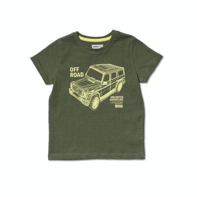 Khaki knit t-shirt for boy Desert trail - KB04T106K1