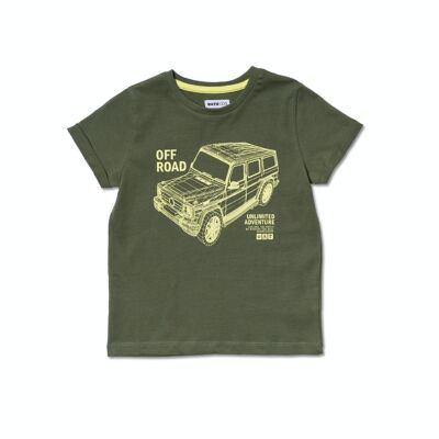 Khakifarbenes Strick-T-Shirt für Jungen Desert Trail – KB04T106K1