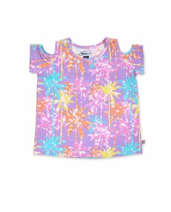 T-shirt en maille imprimé fille de plage Paradiso - KG04T301L1 1