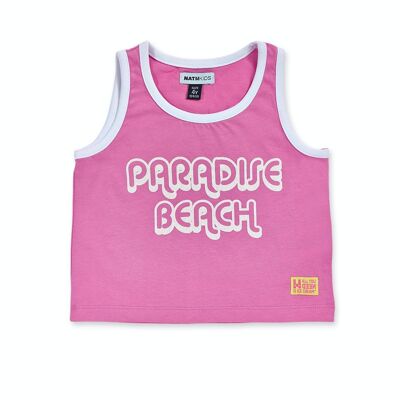 Pink knit tank top for girl Paradiso beach - KG04T307P1