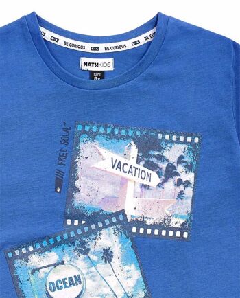 T-shirt long bleu en maille pour garçon The coast - KB04T202B1 3