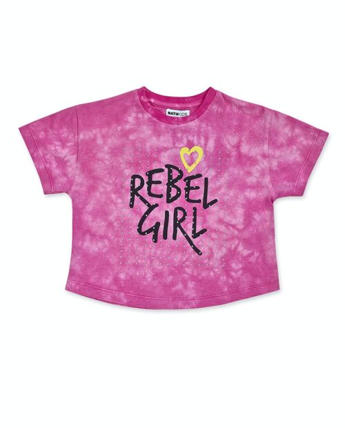 Camiseta punto fucsia niña Rebel Girl - KG04T101F1