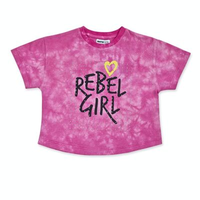 Camiseta punto fucsia niña Rebel Girl - KG04T101F1