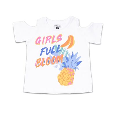 T-shirt bianca in maglia per bambina Full Bloom - KG04T404W2