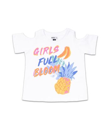 T-shirt blanc en maille pour fille Full Bloom - KG04T404W2 1