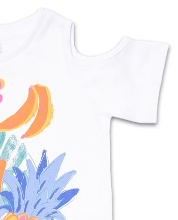 T-shirt blanc en maille pour fille Full Bloom - KG04T404W2 3