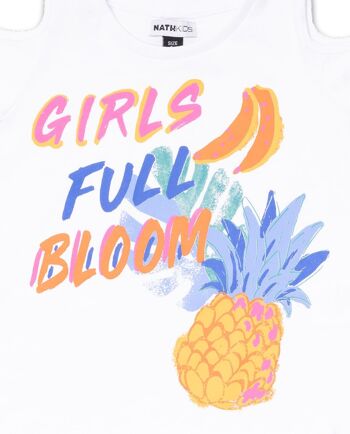 T-shirt blanc en maille pour fille Full Bloom - KG04T404W2 4
