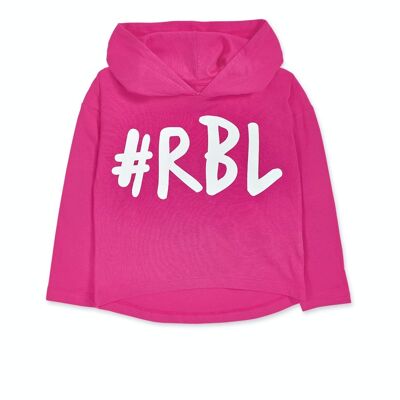 Langes fuchsiafarbenes Strick-T-Shirt für Mädchen Rebel Girl - KG04T108F1