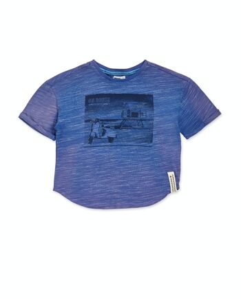 T-shirt bleu en maille pour garçon The coast - KB04T204B1 1