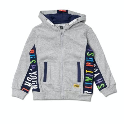Open gray knitted sweatshirt for boy Your game - KB04S301G1
