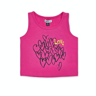 Fuchsia knit tank top for girl Rebel Girl - KG04T106F1