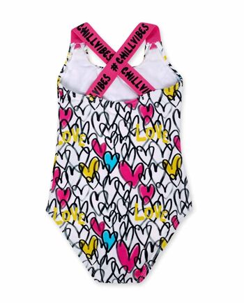 Maillot de bain blanc imprimé pour fille Rebel Girl - KG04W102W1 2