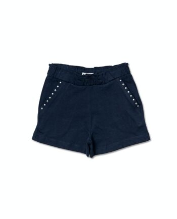 Short en maille bleu marine Leonor pour fille Basics Girl - KG04H504N3 1