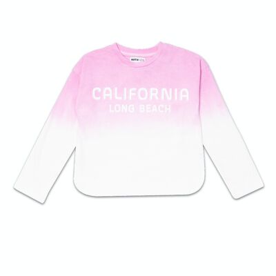 T-shirt lunga rosa in maglia per bambina Paradiso beach - KG04T302P1