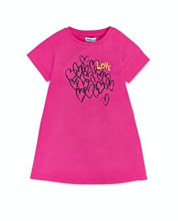 Robe en maille fuchsia pour fille Rebel Girl - KG04D104F1 1