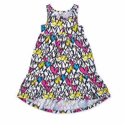 White printed knit dress for girl Rebel Girl - KG04D103W2