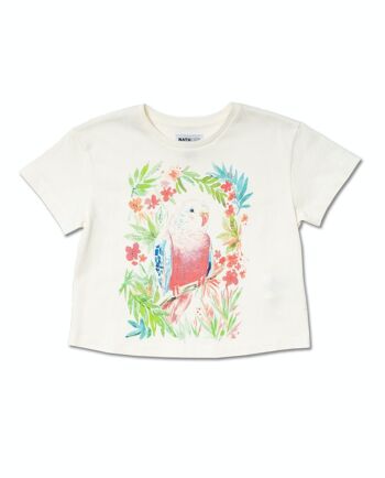 T-shirt maille blanc fille Oasis - KG04T204W1 1