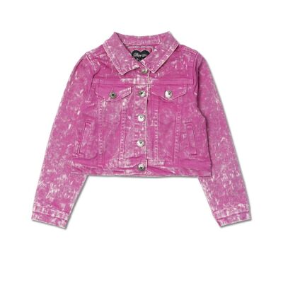 Rebel Girl fuchsia denim jacket for girl - KG04C101F1