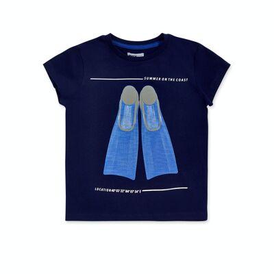 Navy blue knit t-shirt for boy The coast - KB04T205N1