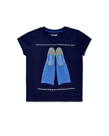 T-shirt bleu marine en maille pour garçon The coast - KB04T205N1 1