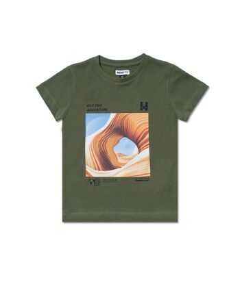 T-shirt dune tricot kaki garçon Desert trail - KB04T105K1 1