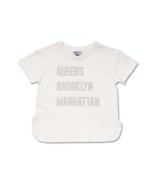 Camiseta punto blanco niña One day in NYC - KG04T605W1