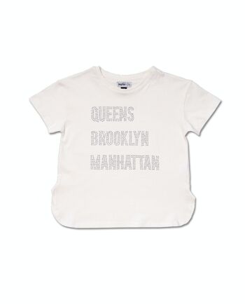 T-shirt blanc en maille pour fille One day in NYC - KG04T605W1 1