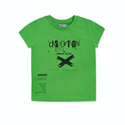 Green knit t-shirt for boy Urban Activist - KB04T506V4