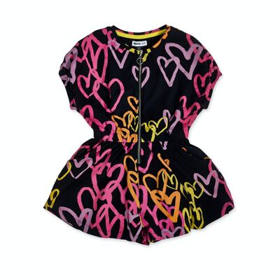 Black knit jumpsuit with print for girl Rebel Girl - KG04J101X1