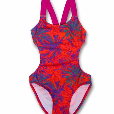 Tropical print swimsuit for girl Full Bloom - KG04W404O5