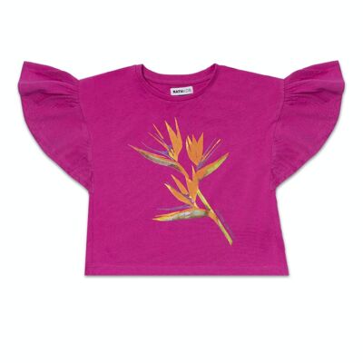 Girl's purple knit T-shirt Full Bloom - KG04T402F2