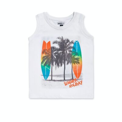 Weißes Tanktop für Jungen Beach Days – KB04T402W2