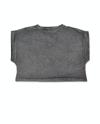 T-shirt gris en maille pour fille One day in NYC - KG04T607G2 2
