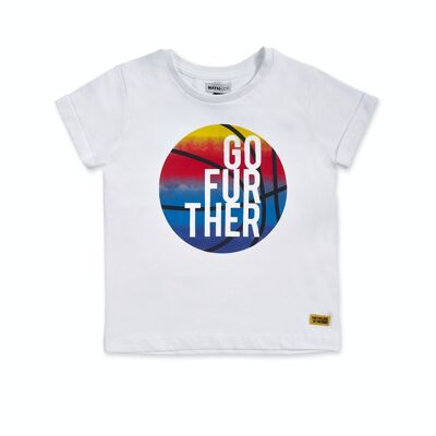 T-shirt bianca in maglia per bambino Your game - KB04T301W1