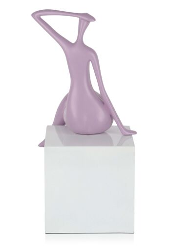 ADM - Sculpture résine 'Petite attente' - Couleur lilas - 38 x 21 x 17 cm 4