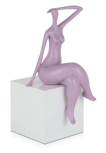 ADM - Sculpture résine 'Petite attente' - Couleur lilas - 38 x 21 x 17 cm 7