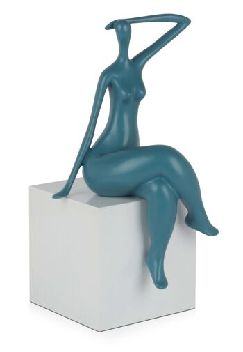 ADM - Sculpture en résine 'Petite attente' - Couleur sarcelle - 38 x 21 x 17 cm 2