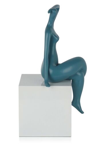 ADM - Sculpture en résine 'Petite attente' - Couleur sarcelle - 38 x 21 x 17 cm 3