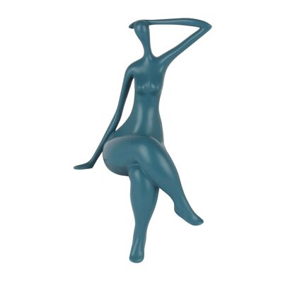 ADM - Resin sculpture 'Little waiting' - Teal color - 38 x 21 x 17 cm
