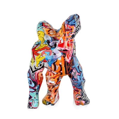 ADM - Sculpture Résine 'Angry King Kong' - Color Graffiti - 30 x 20 x 18 cm