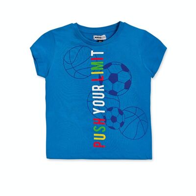 Blue knit t-shirt for boy Your game - KB04T303B2