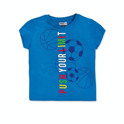 T-shirt blu in maglia per bambino Your game - KB04T303B2