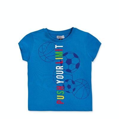 T-shirt blu in maglia per bambino Your game - KB04T303B2