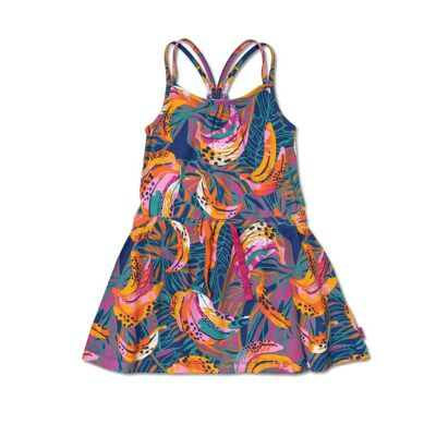 Abito bambina con spalline in maglia stampata Full Bloom - KG04D401N3